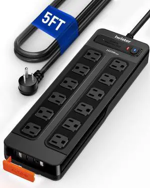 Outdoor Power Strip Weatherproof with 1800J Surge Protector, 15.5w, 12 AC | IPX6 Waterproof, 5ft Outlet Extender with 4 USB, 1625W/13A, Wall-Mountable for Home Office, Workshop, Patio, UL Listed Outdoor Power Strip Weatherproof with 1800J Surge Protector, 15.5w, 12 AC | IPX6 Waterproof, 5ft Outlet Extender with 4 USB, 1625W/13A, Wall-Mountable for Home Office, Workshop, Patio, UL Listed