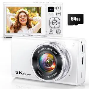 5K 96MP Digital Camera for Photography, 6X Optical Zoom Point Shoot Camera | Autofocus Vlogging Camera for YouTube, 64GB Card, Selfie Lens, Flash, Anti-Shake, Compact Small Travel Cameras for Beginner 5K 96MP Digital Camera for Photography, 6X Optical Zoom Point Shoot Camera | Autofocus Vlogging Camera for YouTube, 64GB Card, Selfie Lens, Flash, Anti-Shake, Compact Small Travel Cameras for Beginner