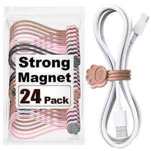 Magnetic Cable Ties 24 Pack, Dual-Color Cat Paw 7.2" Silicone Ties | Strong Magnet Hold / Embedded Safe Magnet / Easy Slide Open / Flex Silicone / Dual-Color Cat Paw / Multi Use / Fridge Magnet Magnetic Cable Ties 24 Pack, Dual-Color Cat Paw 7.2" Silicone Ties | Strong Magnet Hold / Embedded Safe Magnet / Easy Slide Open / Flex Silicone / Dual-Color Cat Paw / Multi Use / Fridge Magnet