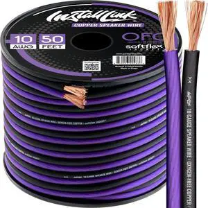 10 AWG Gauge Speaker Wire (50 Feet) Car or Home Theater (OFC) | Pure OFC Copper, 10/2 Speaker Cable, 2-Conductor, Frosted Purple/Black, Easy Strip, Polarity ID, for Car Audio & Home Stereo 10 AWG Gauge Speaker Wire (50 Feet) Car or Home Theater (OFC) | Pure OFC Copper, 10/2 Speaker Cable, 2-Conductor, Frosted Purple/Black, Easy Strip, Polarity ID, for Car Audio & Home Stereo