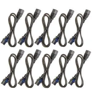 (10) 3 Foot IEC 320 NEMA C13 C14 10A 18AWG AC Power Cord Cables PDU to CPU (10) 3 Foot IEC 320 NEMA C13 C14 10A 18AWG AC Power Cord Cables PDU to CPU