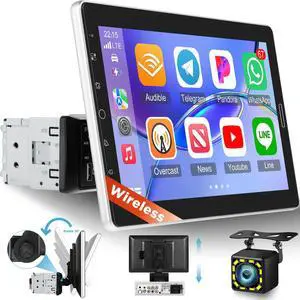 10.1 inch Single Din Car Stereo with Wireless Carplay 10 inch Touchscreen Radio Support FM Radio/YouTube Video/Car Play/Android Auto/Bluetooth/SWC + Backup Camera + Mic 10.1 inch Single Din Car Stereo with Wireless Carplay 10 inch Touchscreen Radio Support FM Radio/YouTube Video/Car Play/Android Auto/Bluetooth/SWC + Backup Camera + Mic