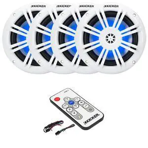 51KM604WL KM 6.5" 150 Watts Max Power 4 ohms RGB LED Marine Coaxial Speakers (2 Pairs) Bundle Combo with Marine LED Controller 51KM604WL KM 6.5" 150 Watts Max Power 4 ohms RGB LED Marine Coaxial Speakers (2 Pairs) Bundle Combo with Marine LED Controller