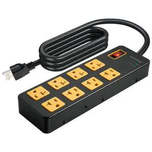 Heavy Duty Surge Protector Power Strip 20Amp, 6FT, 1960 Joules | 12 Gauge Extension Cord,5-15P Plug, 5-20R T-Slot,Industrial Metal Power Strip for Workshop, Garage, Kitchen Heavy Duty Surge Protector Power Strip 20Amp, 6FT, 1960 Joules | 12 Gauge Extension Cord,5-15P Plug, 5-20R T-Slot,Industrial Metal Power Strip for Workshop, Garage, Kitchen