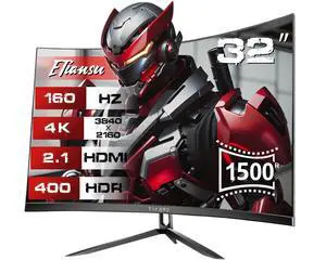 32" 4K 160Hz Curved Gaming Monitor,1ms FreeSync,95% DCI-P3,HDMI2.1,VESA | UHD 125% sRGB 1500R Curvature Factory Calibration Dual Stereo Speakers DP 1.4 VESA Zero stutter for gaming and office 32" 4K 160Hz Curved Gaming Monitor,1ms FreeSync,95% DCI-P3,HDMI2.1,VESA | UHD 125% sRGB 1500R Curvature Factory Calibration Dual Stereo Speakers DP 1.4 VESA Zero stutter for gaming and office