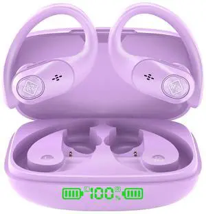 Wireless Earbuds with Ear Hooks 96H Playtime for iPhone Android | LED Display Deep Bass Stereo Sound Built in Mic Sweat Resistant Design Low Latency Mode for Sports Gaming Wireless Earbuds with Ear Hooks 96H Playtime for iPhone Android | LED Display Deep Bass Stereo Sound Built in Mic Sweat Resistant Design Low Latency Mode for Sports Gaming
