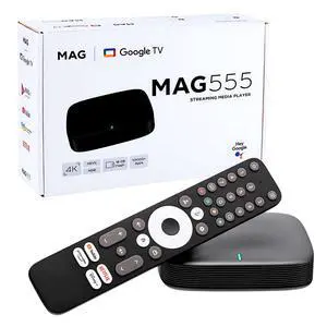 MAG555 4K Streaming Media Player Google TV OS, Dual-Band Wi-Fi, 4K HDR, Voice-Control Remote Hardware Device Only MAG555 4K Streaming Media Player Google TV OS, Dual-Band Wi-Fi, 4K HDR, Voice-Control Remote Hardware Device Only