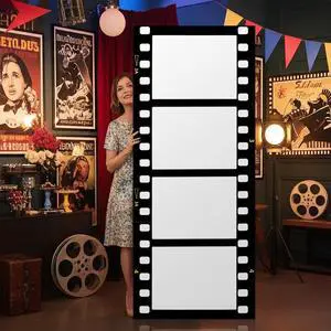 6 ft Extra Large Movie Night Photo Booth Strip Frame, DIY Movie Theater Photo Frame Camera Action Party Decoration Film Strip Reel Backdrop for Film Night Party Supplies(Straight) 6 ft Extra Large Movie Night Photo Booth Strip Frame, DIY Movie Theater Photo Frame Camera Action Party Decoration Film Strip Reel Backdrop for Film Night Party Supplies(Straight)