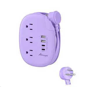 Purple Travel Power Strip,3 Outlets,4 USB Ports,3ft Extension Cord | 2 USB C,3ft Purple Extension Cord,Wrapped Cord Design,45° Flat Plug,No Surge Protector for Cruise Travel Home Cute Dorm Desk Purple Travel Power Strip,3 Outlets,4 USB Ports,3ft Extension Cord | 2 USB C,3ft Purple Extension Cord,Wrapped Cord Design,45° Flat Plug,No Surge Protector for Cruise Travel Home Cute Dorm Desk