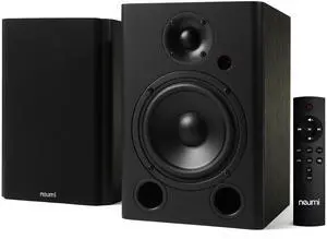 NEUMI BS5P-ARC 75W Powered Bookshelf Speakers, Bluetooth, HDMI ARC, Pair | 5-inch woofer, 1-inch tweeter, USB, optical and coaxial inputs, remote control, dark wood finish NEUMI BS5P-ARC 75W Powered Bookshelf Speakers, Bluetooth, HDMI ARC, Pair | 5-inch woofer, 1-inch tweeter, USB, optical and coaxial inputs, remote control, dark wood finish
