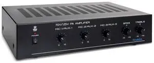 Compact Mini Home Power Amplifier - 100W Smart Indoor Audio Stereo Receiver w/ RCA, 3 Microphone IN, AUX, 25/70V Outputs, LED, Input Selector, For PA, Amplified Speaker Sound System PCM60A Black Compact Mini Home Power Amplifier - 100W Smart Indoor Audio Stereo Receiver w/ RCA, 3 Microphone IN, AUX, 25/70V Outputs, LED, Input Selector, For PA, Amplified Speaker Sound System PCM60A Black