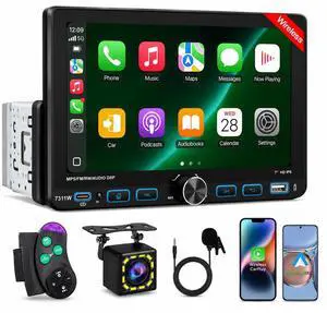 7" Single Din Car Stereo Radio with Wireless Apple CarPlay for Car | IPS Touchscreen,Bluetooth 5.2,Backup Camera,FM/AM/RDS,Android Auto,SWC,GPS Navigation,USB,Type-C Fast Charging,MIC 7" Single Din Car Stereo Radio with Wireless Apple CarPlay for Car | IPS Touchscreen,Bluetooth 5.2,Backup Camera,FM/AM/RDS,Android Auto,SWC,GPS Navigation,USB,Type-C Fast Charging,MIC