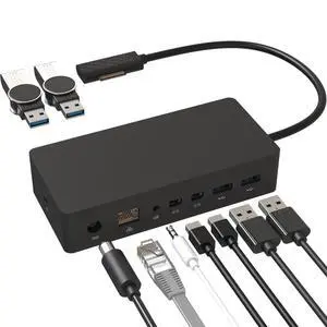 New Ms Surface Docking Station with 90W Power Supply, Double mini DP | 4*USB3.0, Ethernet,3.5mm Audio,Compatible with Surface Pro series, Laptop series, Laptop go, Surface Book2/1, Surface Go New Ms Surface Docking Station with 90W Power Supply, Double mini DP | 4*USB3.0, Ethernet,3.5mm Audio,Compatible with Surface Pro series, Laptop series, Laptop go, Surface Book2/1, Surface Go