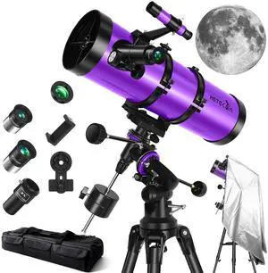 150EQ Newtonian Reflector Telescopes for Adults with Dust Cover | High Powered, Professional Astronomy with Equatorial Mount, Phone Mount & Carrying Bag 150EQ Newtonian Reflector Telescopes for Adults with Dust Cover | High Powered, Professional Astronomy with Equatorial Mount, Phone Mount & Carrying Bag