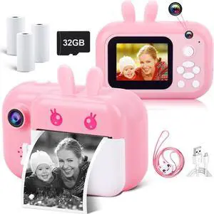 Instant Print Camera for Kids, Dual-Lens 40MP Kids Digital Video Camera | 1080P Portable Toddler Camera for Girls Boys Age 3-12, 2.4" Selfie Camera Toys with 32GB Card, Christmas Birthday Gifts Instant Print Camera for Kids, Dual-Lens 40MP Kids Digital Video Camera | 1080P Portable Toddler Camera for Girls Boys Age 3-12, 2.4" Selfie Camera Toys with 32GB Card, Christmas Birthday Gifts