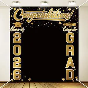 Large Class of 2026 Graduation Backdrop 6.6 x 7.2 ft Congrats Grad Graduation Party Decoration Photography Background for High School College Party Decor Supplies(Black Gold) Large Class of 2026 Graduation Backdrop 6.6 x 7.2 ft Congrats Grad Graduation Party Decoration Photography Background for High School College Party Decor Supplies(Black Gold)