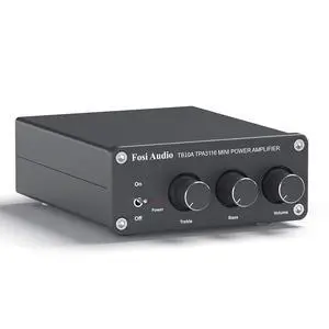 TB10A 2 Channel Stereo Audio Amplifier Receiver Mini Hi-Fi Class D Integrated Amp 2.0CH for Home Speakers 100W x 2 with Bass and Treble Control TPA3116(with Power Supply) TB10A 2 Channel Stereo Audio Amplifier Receiver Mini Hi-Fi Class D Integrated Amp 2.0CH for Home Speakers 100W x 2 with Bass and Treble Control TPA3116(with Power Supply)