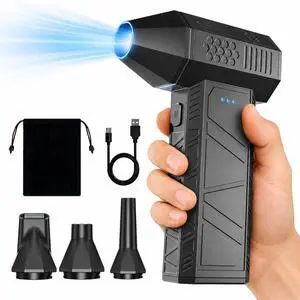 Compressed Air Duster, 110000RPM Rechargeable Electric Air Blower | 3-Speed Airflow, 5000mAh Battery, USB-C Charging, LED Light, 4 Nozzles & Bag, For Keyboard, PC, Electronics, Car & Home Compressed Air Duster, 110000RPM Rechargeable Electric Air Blower | 3-Speed Airflow, 5000mAh Battery, USB-C Charging, LED Light, 4 Nozzles & Bag, For Keyboard, PC, Electronics, Car & Home