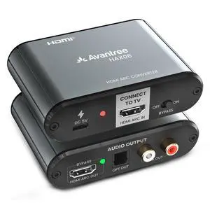 HAX06 HDMI ARC Audio Extractor for TV with Passthrough, Play Soundbar & Headphones Simultaneously, Optical & RCA Outputs HAX06 HDMI ARC Audio Extractor for TV with Passthrough, Play Soundbar & Headphones Simultaneously, Optical & RCA Outputs