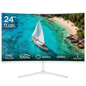 24 Inch Curved White Monitor, FHD 1080P, 100Hz | VA Panel, 3000R, 98% sRGB, Frameless Design, Flicker-Free, Low Blue Light, VGA, HDMI, VESA Mountable, for Office & Gaming 24 Inch Curved White Monitor, FHD 1080P, 100Hz | VA Panel, 3000R, 98% sRGB, Frameless Design, Flicker-Free, Low Blue Light, VGA, HDMI, VESA Mountable, for Office & Gaming