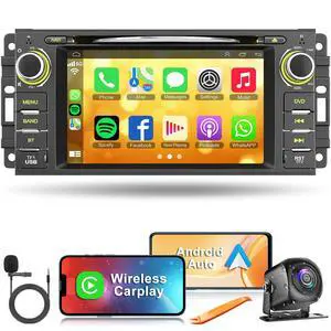 Car Radio with CD/DVD Player for Dodge RAM 1500 2500 3500 (2009-2012), for Jeep Wrangle/Unlimited (2007-2015), 7 Inch Touch Screen Car Stereo with Carplay& Android Auto, Bluetooth & GPS,FM/AM Radio Car Radio with CD/DVD Player for Dodge RAM 1500 2500 3500 (2009-2012), for Jeep Wrangle/Unlimited (2007-2015), 7 Inch Touch Screen Car Stereo with Carplay& Android Auto, Bluetooth & GPS,FM/AM Radio