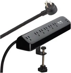 Eaton series Desk Clamp Power Strip Surge Protector, 6-Outlets, 2x 30W USB-C Charging Ports, 900 Joules, 10ft Braided Flat Extension Cord, Manufacturer's (TLP610U30CLAMPB) Eaton series Desk Clamp Power Strip Surge Protector, 6-Outlets, 2x 30W USB-C Charging Ports, 900 Joules, 10ft Braided Flat Extension Cord, Manufacturer's (TLP610U30CLAMPB)
