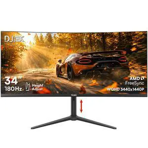 34 Inch Ultrawide Curved Gaming Monitor, 180Hz, Height Adjustable | WQHD 3440x1440, 1500R, 4000:1, 127% sRGB, FreeSync, 16.7M, Curvature & 178° Viewing Angle, Base for Computer, Business 34 Inch Ultrawide Curved Gaming Monitor, 180Hz, Height Adjustable | WQHD 3440x1440, 1500R, 4000:1, 127% sRGB, FreeSync, 16.7M, Curvature & 178° Viewing Angle, Base for Computer, Business