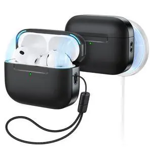 for AirPods Pro 3 Case (USB-C), Compatible with MagSafe, Magnetic Lid Lock, Full Drop Protection Cover with Lanyard, Pulse Series, Black for AirPods Pro 3 Case (USB-C), Compatible with MagSafe, Magnetic Lid Lock, Full Drop Protection Cover with Lanyard, Pulse Series, Black
