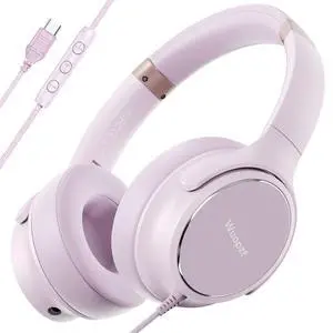 USB C Wired Over-Ear Headphones with Microphone | Volume Control, Share Port, Adjustable Headband Foldable Stereo Headset for Adult/Teens for iPhone 16, Laptop, Gaming, Travel USB C Wired Over-Ear Headphones with Microphone | Volume Control, Share Port, Adjustable Headband Foldable Stereo Headset for Adult/Teens for iPhone 16, Laptop, Gaming, Travel