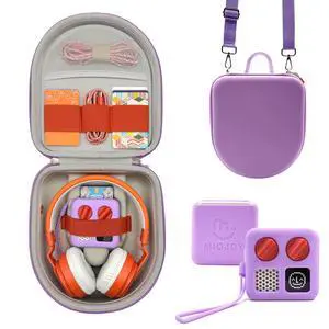 Silicone Cover and Travel Case Compatible with Yoto Mini with Headphones, Hard Carrying Case with Shoulder Strap and Adventure Jacket Accessories Set for Yoto Mini, Lavender Silicone Cover and Travel Case Compatible with Yoto Mini with Headphones, Hard Carrying Case with Shoulder Strap and Adventure Jacket Accessories Set for Yoto Mini, Lavender