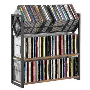 3-Tier CD Holder for 120 CDs, Wooden and Metal CD Storage Rack For DVDs | Top Display Shelf Keeps Favorite CDs, DVDs, Or Music Decor Easy for Living Room, Music Room and Daily Media Collections 3-Tier CD Holder for 120 CDs, Wooden and Metal CD Storage Rack For DVDs | Top Display Shelf Keeps Favorite CDs, DVDs, Or Music Decor Easy for Living Room, Music Room and Daily Media Collections
