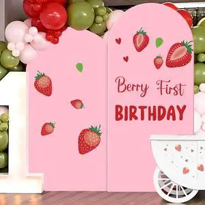 Set of 2 Arch Backdrop Cover 7.2FT, 6FT Pink and Berry First Birthday Decal Sign - Adjustable Round Top Chiara Backdrop Stand Covers for Wedding Birthday Party Baby Shower Banquet Decoration Set of 2 Arch Backdrop Cover 7.2FT, 6FT Pink and Berry First Birthday Decal Sign - Adjustable Round Top Chiara Backdrop Stand Covers for Wedding Birthday Party Baby Shower Banquet Decoration