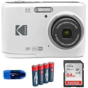 Pixpro FZ45 Digital Camera Bundle, Includes: SanDisk 64GB SDXC Memory Card, Spare Batteries and Card Reader (4 Items) (White) Pixpro FZ45 Digital Camera Bundle, Includes: SanDisk 64GB SDXC Memory Card, Spare Batteries and Card Reader (4 Items) (White)
