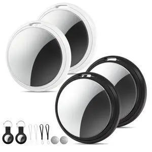 4 Packs Tracker Tags Compatible with Find My (iOS Only), Bluetooth Tracker Tags, Smart Keys Finder and Item Locator with Waterproof Case for Wallet Luggage Backpack (2Black+2White) 4 Packs Tracker Tags Compatible with Find My (iOS Only), Bluetooth Tracker Tags, Smart Keys Finder and Item Locator with Waterproof Case for Wallet Luggage Backpack (2Black+2White)