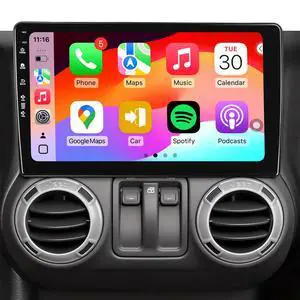 Car Radio Stereo for Jeep Wrangler JK 2007-2018 Dodge Ram 2009-2012, Android 13/ 10inch QLED IPS Touch Screen/Wireless Carplay/Android Auto/Bluetooth/GPS Navigation/WiFi/5G/1080P Back-up Camera/SWC/FM Car Radio Stereo for Jeep Wrangler JK 2007-2018 Dodge Ram 2009-2012, Android 13/ 10inch QLED IPS Touch Screen/Wireless Carplay/Android Auto/Bluetooth/GPS Navigation/WiFi/5G/1080P Back-up Camera/SWC/FM