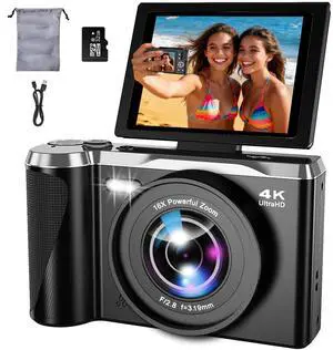 4K Digital Camera for Photography,56MP Camera with Autofocus & Flip Screen | 56MP Photos, 4K Video, Type-C Transfer, 180° Flip Screen, 16X Zoom, Autofocus, Anti-Shake and Dual Batteries for Creators 4K Digital Camera for Photography,56MP Camera with Autofocus & Flip Screen | 56MP Photos, 4K Video, Type-C Transfer, 180° Flip Screen, 16X Zoom, Autofocus, Anti-Shake and Dual Batteries for Creators