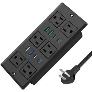 45W Recessed Power Strip, Flush Mount, 6AC Outlet, 8USB Ports, 1200J | 6FT 45° Flat Plug Cord, Furniture Hidden Charger Station, Recessed Outlet, Desk Drawer, Home Office, Black, ETL Listed 45W Recessed Power Strip, Flush Mount, 6AC Outlet, 8USB Ports, 1200J | 6FT 45° Flat Plug Cord, Furniture Hidden Charger Station, Recessed Outlet, Desk Drawer, Home Office, Black, ETL Listed