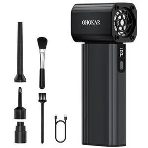 Electric Air Duster 160W, Metal Body 150000RPM Compressed Air Duster, 29.6Wh Rechargeable Cordless Mini Blower, 18W Fast Charging 4-Speed Electric Duster Dust Blower for PC, Keyboard, Car, Home Electric Air Duster 160W, Metal Body 150000RPM Compressed Air Duster, 29.6Wh Rechargeable Cordless Mini Blower, 18W Fast Charging 4-Speed Electric Duster Dust Blower for PC, Keyboard, Car, Home
