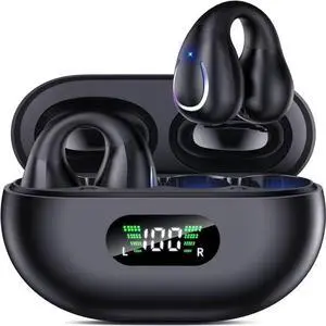 Open Ear Bone Conduction Headphones Bluetooth 6.1 Wireless Clip On Earbuds | Digital Display Charging Case 60 Hours Playtime Sport Earphones Built-in Mic IPX7Waterproof for Running Fitness Exercise Open Ear Bone Conduction Headphones Bluetooth 6.1 Wireless Clip On Earbuds | Digital Display Charging Case 60 Hours Playtime Sport Earphones Built-in Mic IPX7Waterproof for Running Fitness Exercise