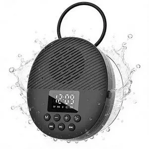 Bluetooth 5.4 Shower Radio Speaker, Waterproof Bathroom FM Radio | 12H Long Playback Time, Suction Cup & Lanyard, LCD Screen Display, Handsfree Calling, Storage Card Playback (Black) Bluetooth 5.4 Shower Radio Speaker, Waterproof Bathroom FM Radio | 12H Long Playback Time, Suction Cup & Lanyard, LCD Screen Display, Handsfree Calling, Storage Card Playback (Black)