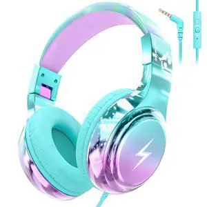 Kids Headphones for School and Travel, Safe 85/94dB Volume Limiter, HD Microphone, Stereo Sound, Over-Ear Foldable Wired Headphones, 3.5mm Jack for iPad Cord Tablet Computer, Boys Girls Kids Headphones for School and Travel, Safe 85/94dB Volume Limiter, HD Microphone, Stereo Sound, Over-Ear Foldable Wired Headphones, 3.5mm Jack for iPad Cord Tablet Computer, Boys Girls