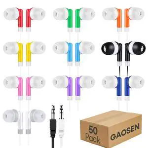 50 Pack Bulk Kids Earbuds for School Classroom, Multi Colored Student Wired Headphones with 3.5 mm Jack in Ear Earphones for Computer Chromebook Laptop PC(GS01, 50 Mixed) 50 Pack Bulk Kids Earbuds for School Classroom, Multi Colored Student Wired Headphones with 3.5 mm Jack in Ear Earphones for Computer Chromebook Laptop PC(GS01, 50 Mixed)