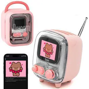 Tiivoo-2 Retro Bluetooth Speaker, FM Radio, Pixel Art Display, Pink | Alarm Clock, Portable Mini Wireless Speaker, Cute Vintage Desk Decor Gift Tiivoo-2 Retro Bluetooth Speaker, FM Radio, Pixel Art Display, Pink | Alarm Clock, Portable Mini Wireless Speaker, Cute Vintage Desk Decor Gift