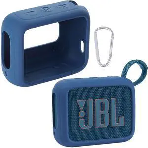 for JBL Go 4 Waterproof Bluetooth Speaker Silicone Cover, Blue | Snug Fit, Portable Carabiner Clip, Shock Absorption, Drop Protection, Travel Lightweight Design, Protective Skin Case for JBL Go 4 Waterproof Bluetooth Speaker Silicone Cover, Blue | Snug Fit, Portable Carabiner Clip, Shock Absorption, Drop Protection, Travel Lightweight Design, Protective Skin Case