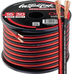 16 AWG Gauge Speaker Wire (30 Feet) Car or Home Theater (OFC) | Pure OFC Copper, 16/2 Speaker Cable, 2-Conductor, Frosted Red/Black, Easy Strip, Polarity ID, for Car Audio & Home Stereo 16 AWG Gauge Speaker Wire (30 Feet) Car or Home Theater (OFC) | Pure OFC Copper, 16/2 Speaker Cable, 2-Conductor, Frosted Red/Black, Easy Strip, Polarity ID, for Car Audio & Home Stereo