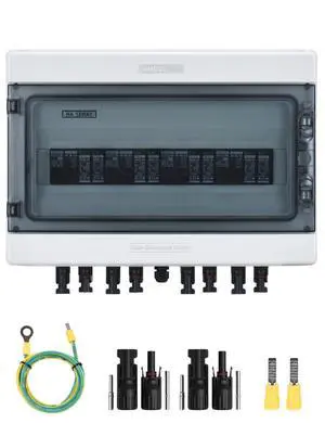 Solar Disconnect Switch 40Amp DC Circuit Breaker with Surge Protector PV Combiner Box for Solar Panel 4 in 4 Out 1000V Solar Disconnect Switch 40Amp DC Circuit Breaker with Surge Protector PV Combiner Box for Solar Panel 4 in 4 Out 1000V