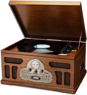 All-in-One Turntable with 3-Speed Record Player, Bluetooth, CD, Cassette Tape, AM/FM Radio, USB, Built-in Speakers, Handmade Wooden Exterior All-in-One Turntable with 3-Speed Record Player, Bluetooth, CD, Cassette Tape, AM/FM Radio, USB, Built-in Speakers, Handmade Wooden Exterior