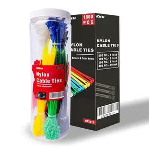 Cable Zip Ties1000 Pack colored zip ties Assorted Sizes 4, 6, 8 and 10 inches with a plastic storage jarMulti-Purpose Self-Locking Nylon Cable Ties Cord Management Ties,Wire Ties for Home,Office Cable Zip Ties1000 Pack colored zip ties Assorted Sizes 4, 6, 8 and 10 inches with a plastic storage jarMulti-Purpose Self-Locking Nylon Cable Ties Cord Management Ties,Wire Ties for Home,Office