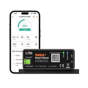 500A Smart Shunt, Bluetooth Battery Monitor Range 8V-120V, SOC, Alarm Alerts, History Records, App Monitoring for Lithium, LFP, AGM, Gel Batteries, Ideal for RV/Marine/Solar Home Storage 500A Smart Shunt, Bluetooth Battery Monitor Range 8V-120V, SOC, Alarm Alerts, History Records, App Monitoring for Lithium, LFP, AGM, Gel Batteries, Ideal for RV/Marine/Solar Home Storage