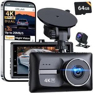 X18 4K Dash Cam Front and Rear, 4K+1080P Dual STARVIS 2 Dash Camera for Cars, Free 64GB Card (256GB Max), 5.8GHz WiFi Up to 20MB/s, WDR Night Vision, 3" IPS, G-Sensor, 24H Parking Mode X18 4K Dash Cam Front and Rear, 4K+1080P Dual STARVIS 2 Dash Camera for Cars, Free 64GB Card (256GB Max), 5.8GHz WiFi Up to 20MB/s, WDR Night Vision, 3" IPS, G-Sensor, 24H Parking Mode